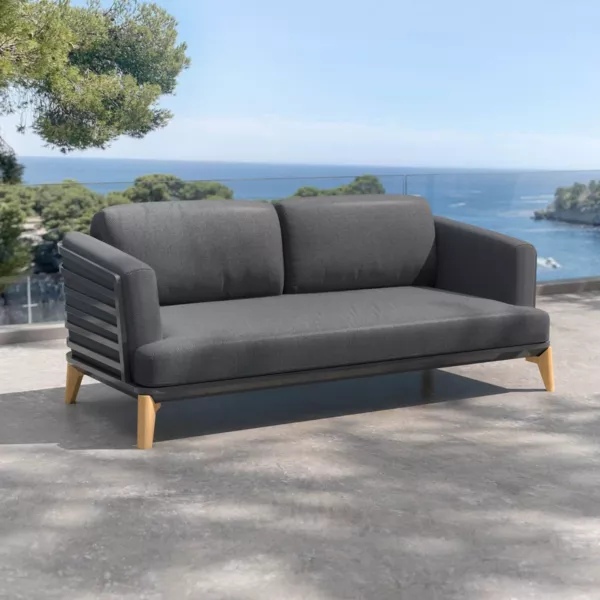 Canapé de jardin en aluminium 2 places Monte Carlo Gris anthracite