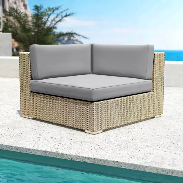 Fauteuil d'angle de jardin en résine tressée Palma Gris et anthracite