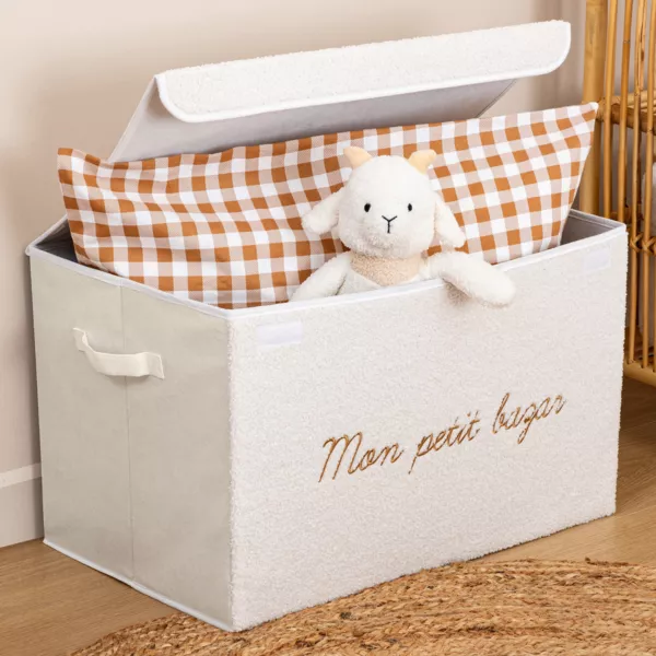 Baule pieghevole per bambini con rifinitura arricciato (36 x 57 cm) Yuma Bianco