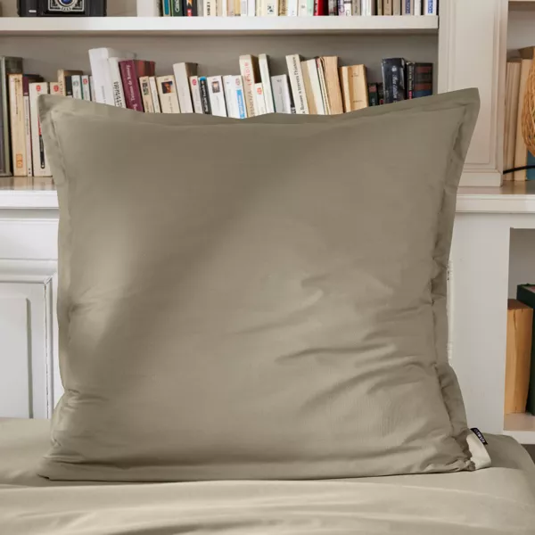 Taie d'oreiller carrée percale de coton (65 x 65 cm) Cali Taupe