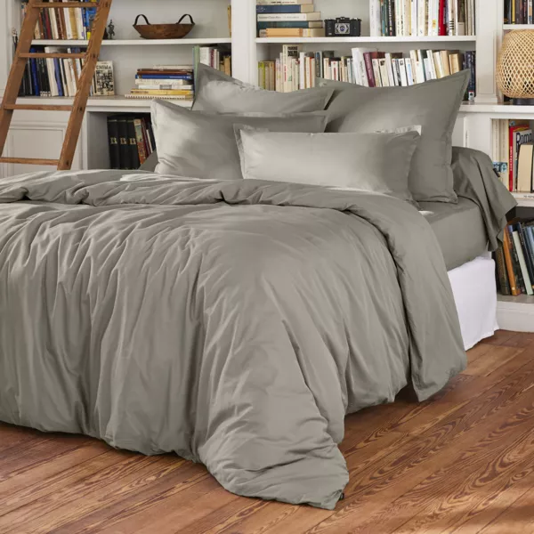 Housse de couette percale de coton (260 x 240 cm) Cali Taupe