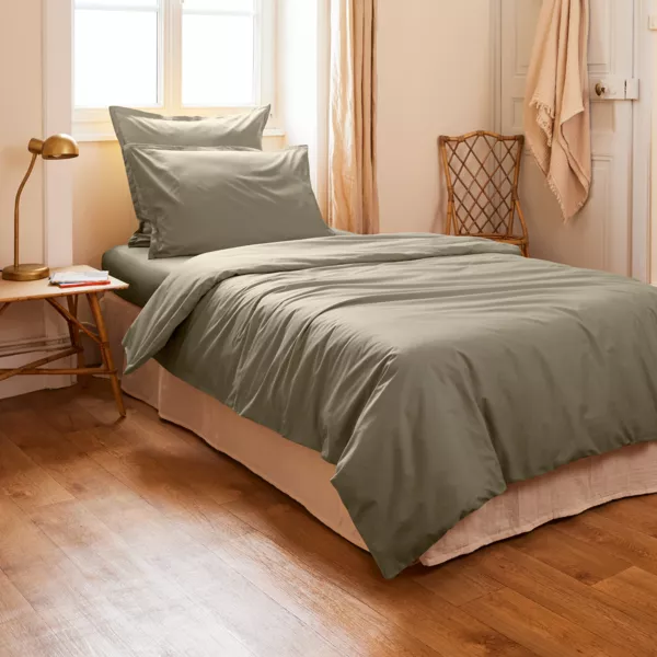 Housse de couette percale de coton (140 x 200 cm) Cali Taupe