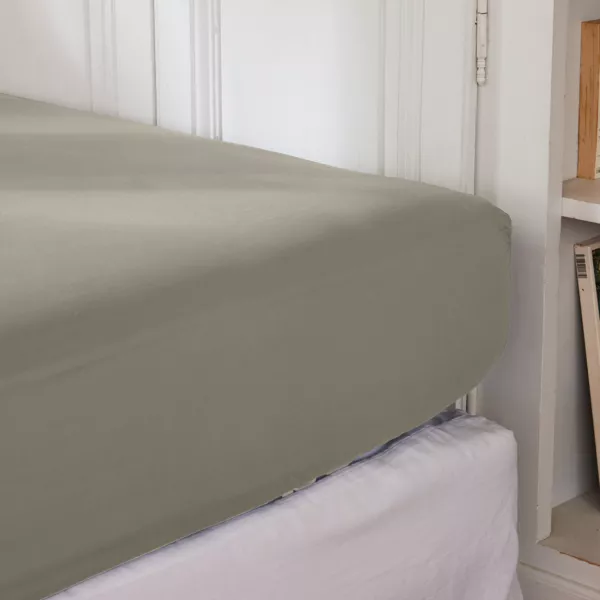 Drap housse percale de coton (140 x 190 cm) Cali Taupe