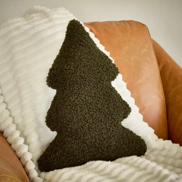 Coussin de Noël bouclette (H48 cm) Sapin Harold Vert foncé