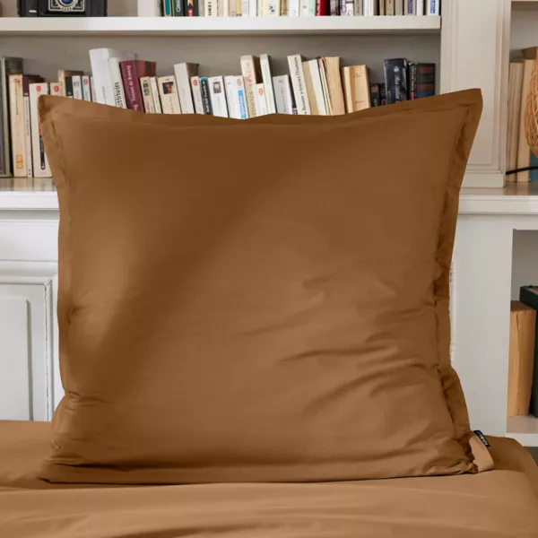 Taie d'oreiller carrée percale de coton (65 x 65 cm) Cali Camel