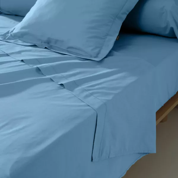 Taie de traversin percale de coton (L185 cm) Cali Bleu ciel