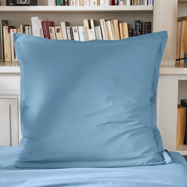 Taie d'oreiller carrée percale de coton (80 x 80 cm) Cali Bleu ciel