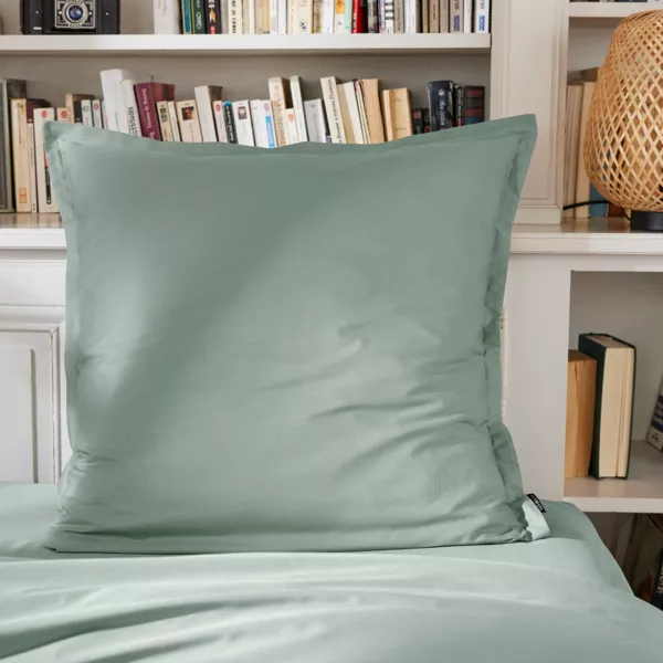Taie d'oreiller carrée percale de coton (65 x 65 cm) Cali Vert eucalyptus