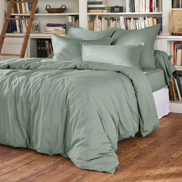 Housse de couette percale de coton (240 x 220 cm) Cali Vert eucalyptus