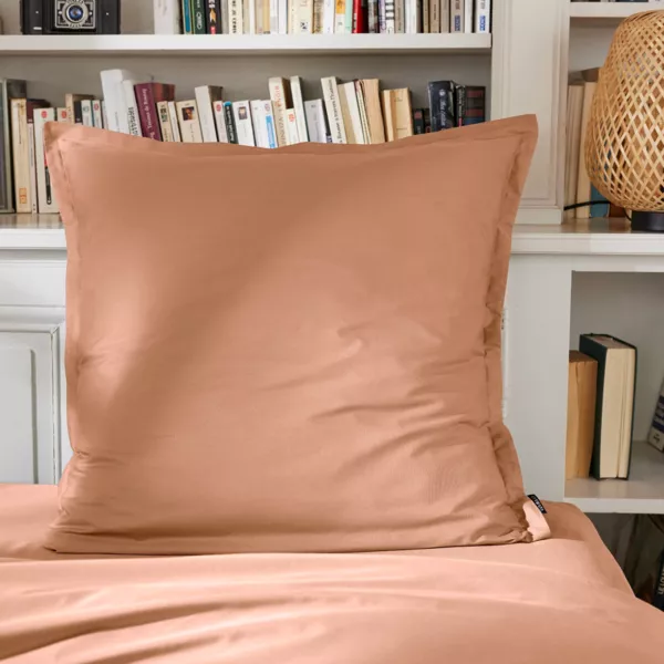 Taie d'oreiller carrée percale de coton (80 x 80 cm) Cali Rose pêche