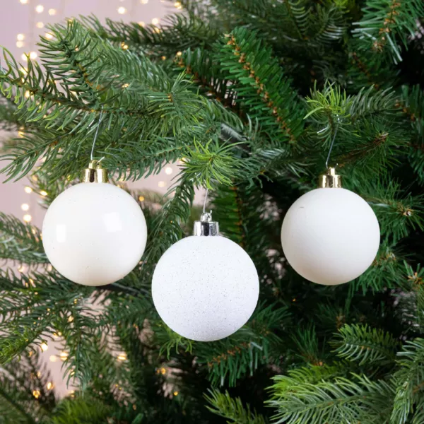 Lote de 30 bolas de Navidad surtidas Alpine Blanco lana
