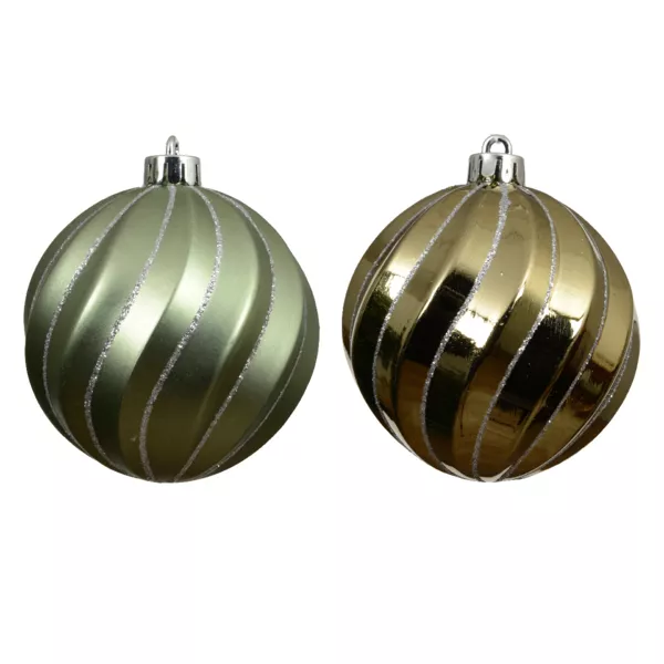 Lot de 6 boules de Noël (D80 mm) Glam chic Vert romarin