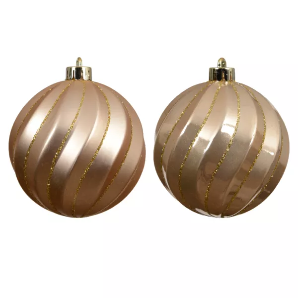 Set van 6 kerstballen (D80 mm) Glam chic Perzik