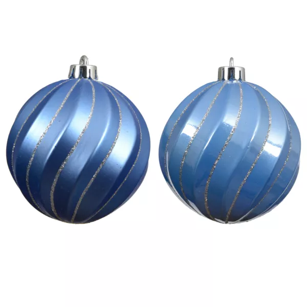 Lot de 6 boules de Noël (D80 mm) Glam chic Bleu ciel