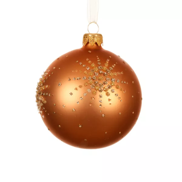 Lot de 6 boules de Noël en verre (D80 mm) Diamond star Cognac