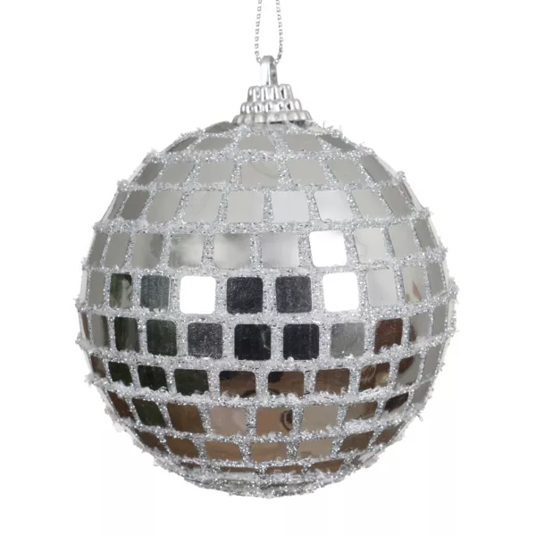 Lot de 12 boules de Noël (D80 mm) Boule à facette Argent