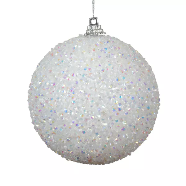 Lot de 12 boules de Noël (D80 mm) Sequins pailletés Blanc
