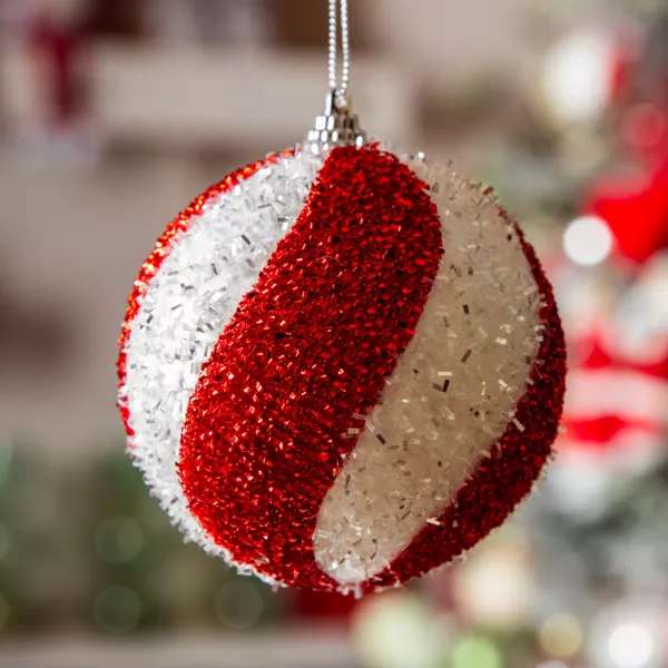 Lote de 12 bolas de Navidad (D100 mm) Spiralis Rojo