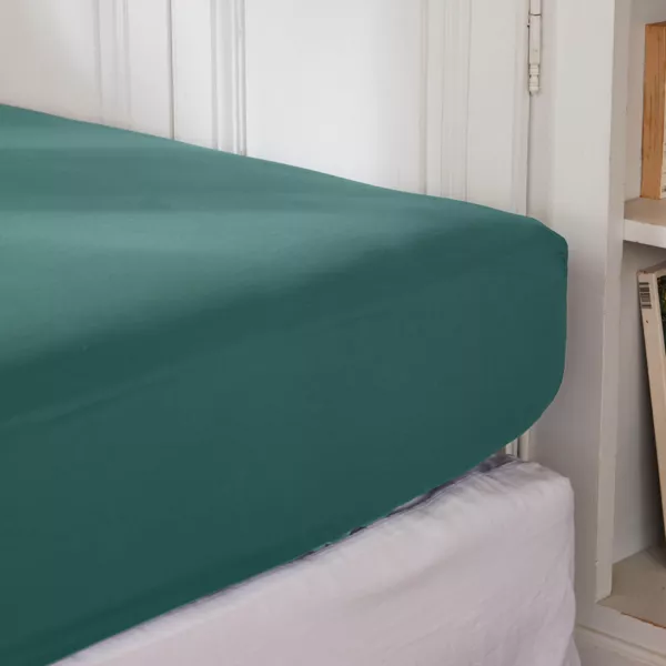 Drap housse percale de coton (140 x 200 cm) Cali Bleu canard