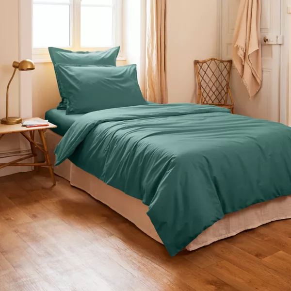 Housse de couette percale de coton (140 x 200 cm) Cali Bleu canard