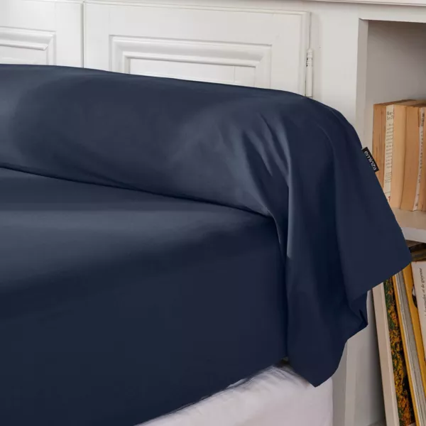 Taie de traversin percale de coton (L185 cm) Cali Bleu marine