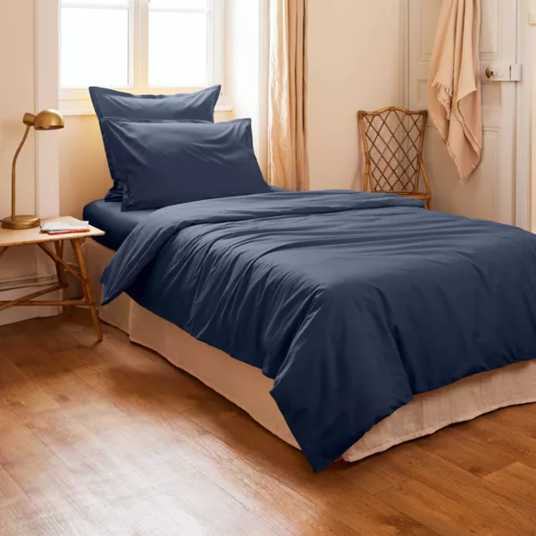 Housse de couette percale de coton (140 x 200 cm) Cali Bleu marine