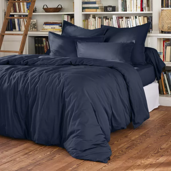 Housse de couette percale de coton (260 x 240 cm) Cali Bleu marine