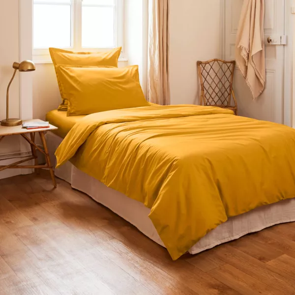 Funda nórdica de algodón percal (140 cm) Cali Amarillo mostaza