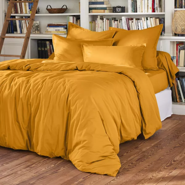 Funda nórdica de algodón percal (240 cm) Cali Amarillo mostaza