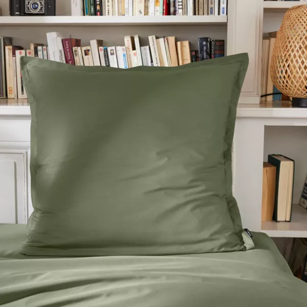 Taie d'oreiller carrée percale de coton (65 x 65 cm) Cali Vert romarin