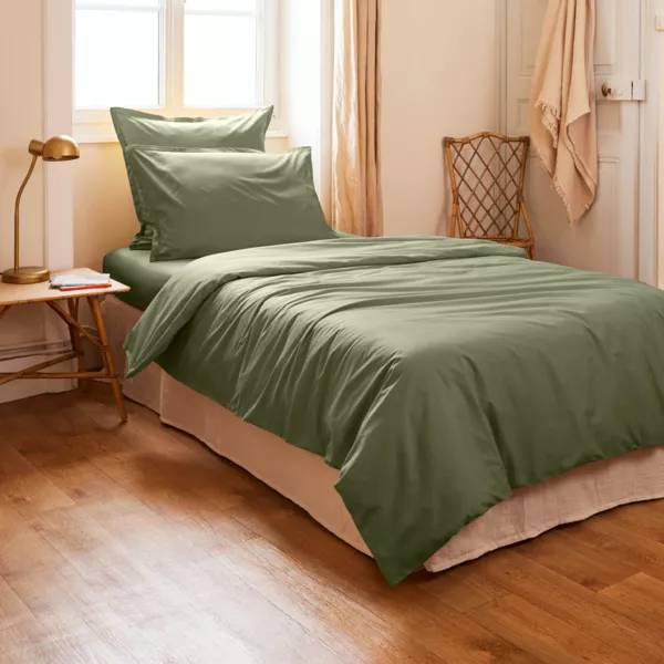Housse de couette percale de coton (140 x 200 cm) Cali Vert romarin