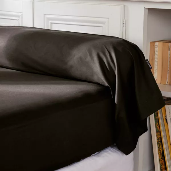 Taie de traversin percale de coton (L185 cm) Cali Noire