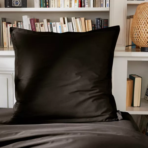 Taie d'oreiller carrée percale de coton (65 x 65 cm) Cali Noire