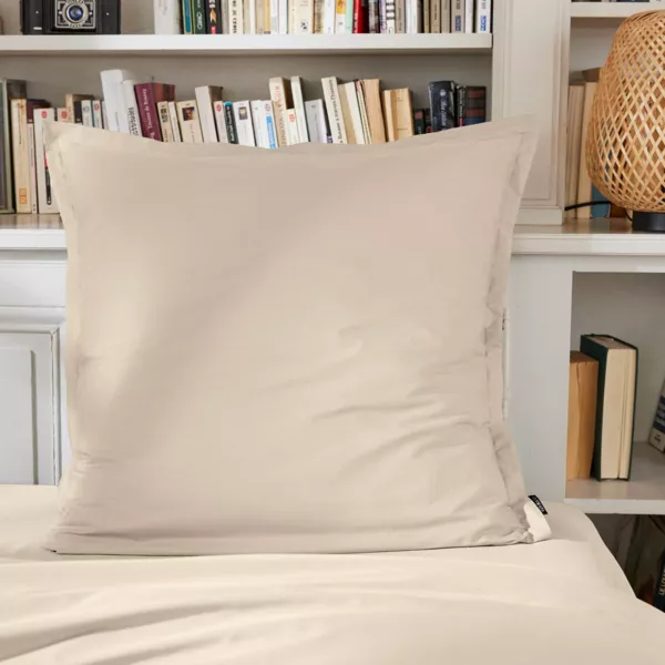 Funda de almohada cuadrada de percal de algodón (80 x 80 cm) Cali Beigle lino