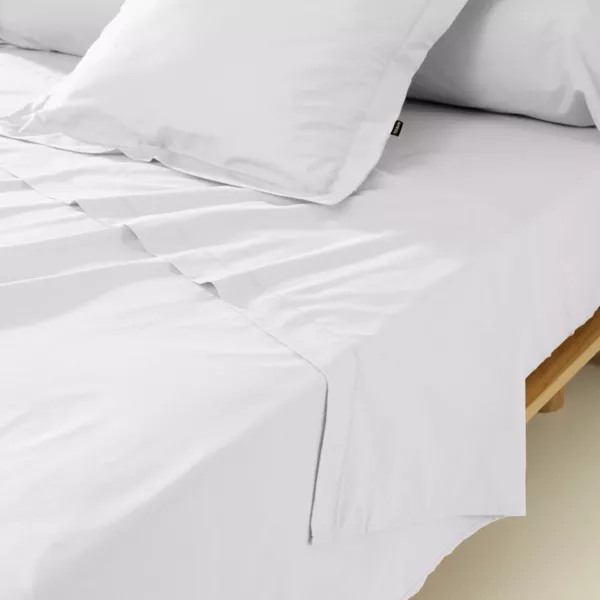 Drap plat percale de coton (270 x 300 cm) Cali Blanc