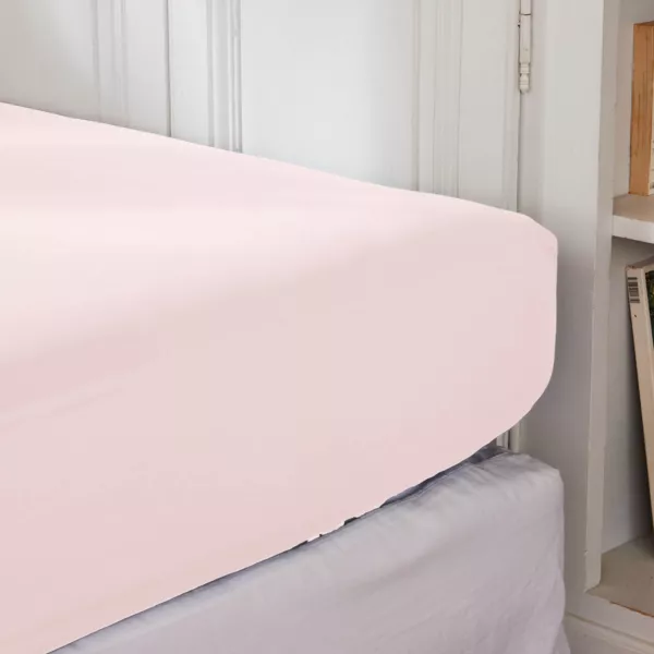 Drap housse percale de coton (160 x 200 cm) Cali Rose poudré