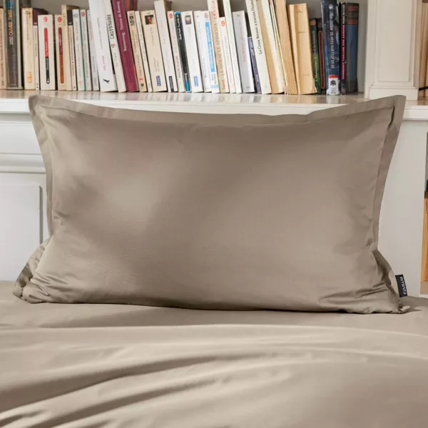 Taie d'oreiller rectangulaire percale de coton (50 x 70 cm) Cali Taupe