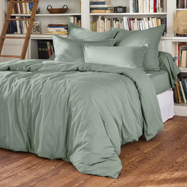 Housse de couette percale de coton (240 x 220 cm) Cali Vert eucalyptus
