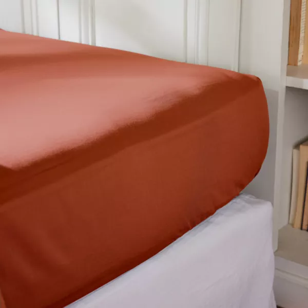 Drap housse percale de coton (140 x 200 cm) Cali Terracotta