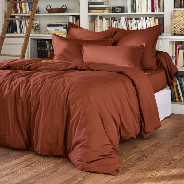 Housse de couette percale de coton (240 x 220 cm) Cali Terracotta