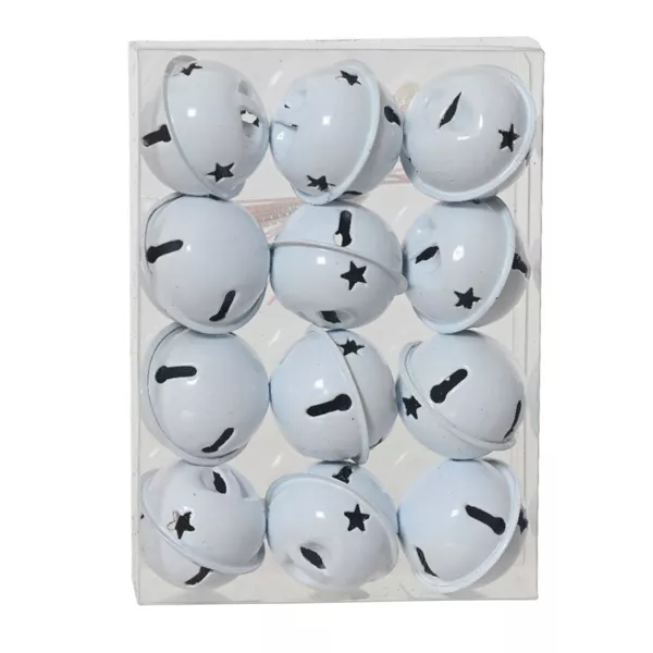Set van 12 metalen kerstversieringen (D3 cm) Winterklokken Wit