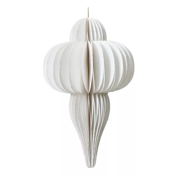 Kersthangdecoratie van papier (H20 cm) Magnetische sluiting Wit