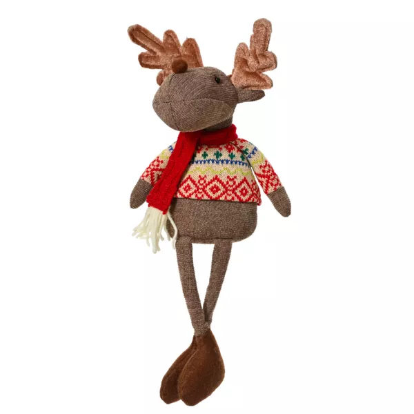 Caribou de Noël décoratif (H40 cm) Loulou écharpe Rouge