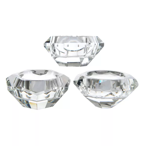 St med 12 glaslysestager (D7 cm) Diamant krystal Transparent