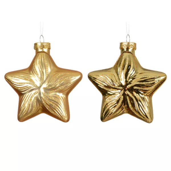 Set van 2 glazen hangdecoraties (H10 cm) Celestijnse Sterren Goud