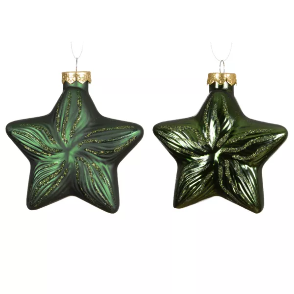 Lot de 2 suspensions en verre (H10 cm) �toiles C�leste Vert Pin