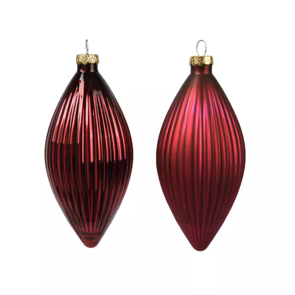 Lot de 3 boules de Noël en verre (D60 mm) Goutte précieuse Bordeaux