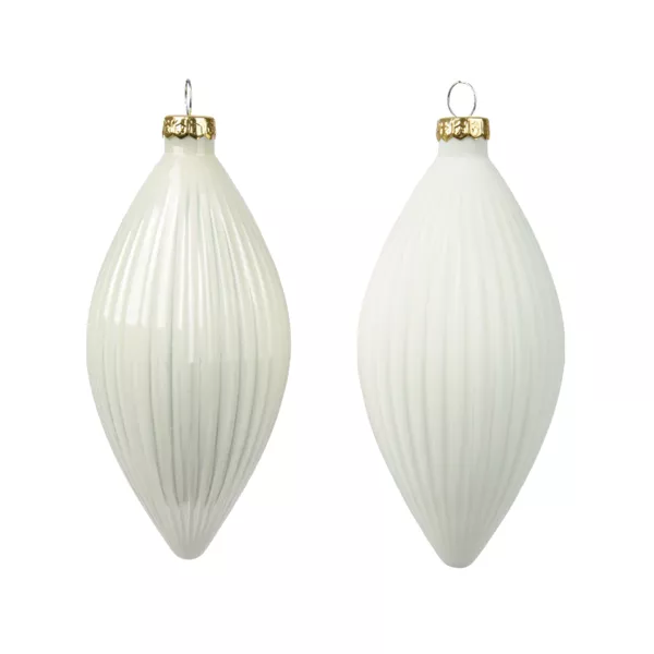 Set di 3 palline di Natale in vetro (D60 mm) Goccia preziosa Bianco lana