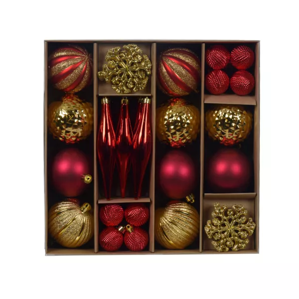 Kit de d�coration de sapin de No�l Christmas Bordeaux et or clair