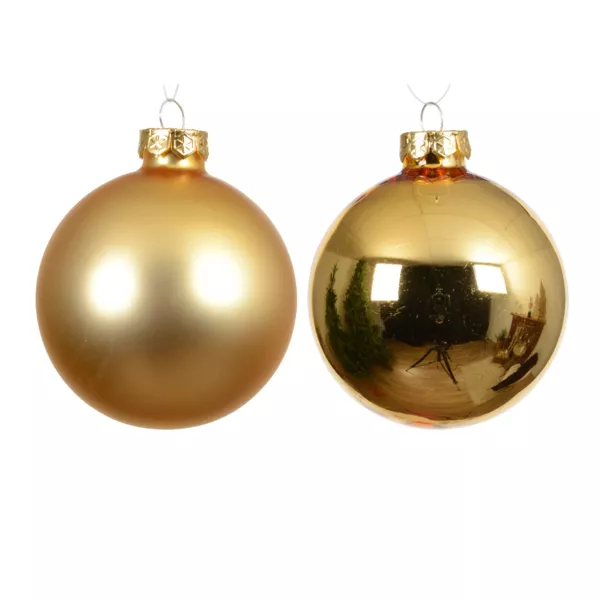 Sæt med 6 julekugler i glas (D80 mm) Boréal Guld